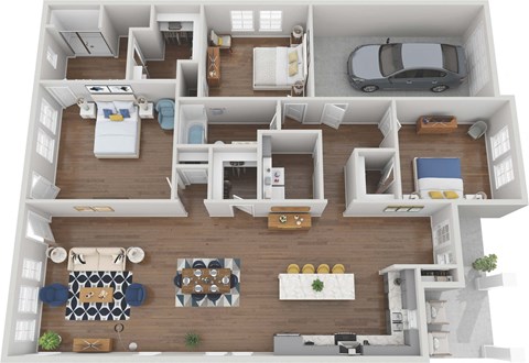 Floor plan for 3 beds, 2 baths, 1691 sqft